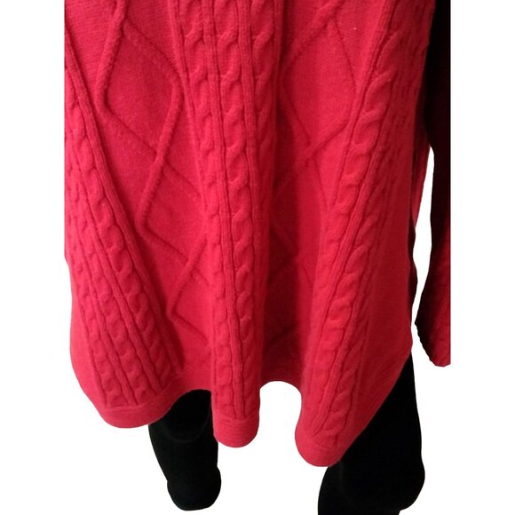 Croft & Barrow Plus Size 2X Sweater With Button Detail Red Textured Cable Knit - Picture 4 of 12